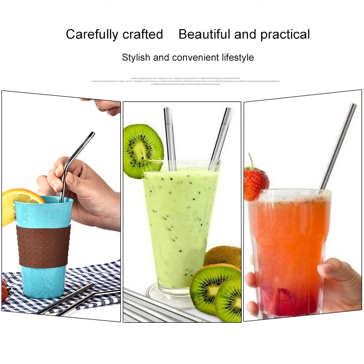 4 PCS Reusable Stainless Steel Drinking Straws + 1 x Cleaner Brush Set Kit by bashfashion