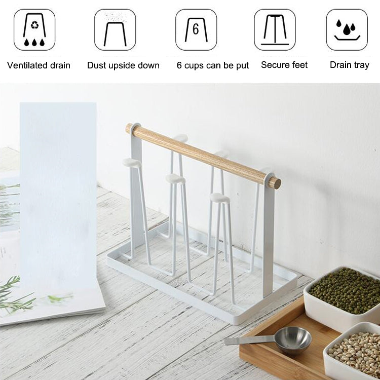 Iron Kitchen Cup Holder Drain Shelf(White) by bashfashion