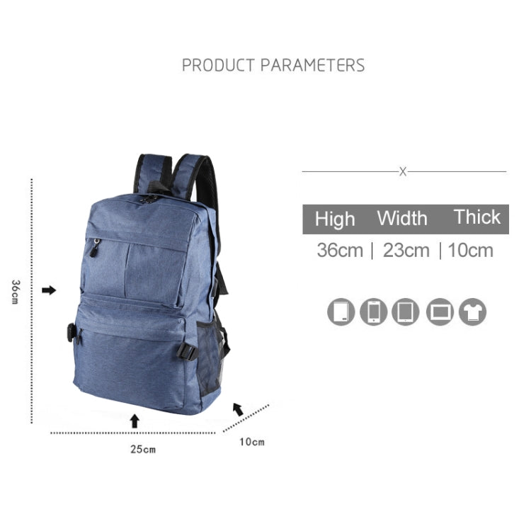 Universal Multi-Function Canvas Cloth Laptop Computer Shoulders Backpack Students Bag for 13-15 inch, Size: 36x25x10cm(Blue) by bashfashion