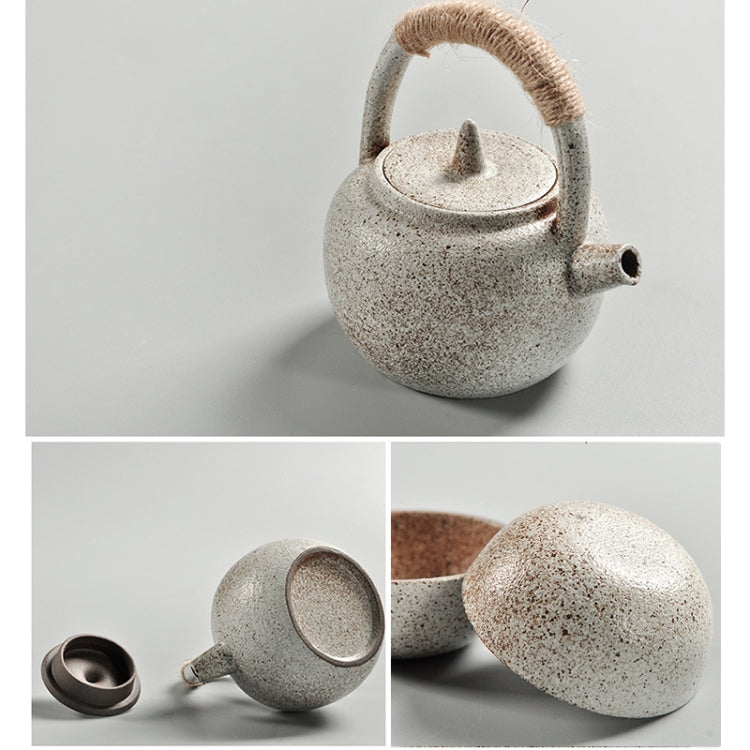 Portable Travel Ceramics Loop Handle Pot Teapot Teacup Set(White) by bashfashion