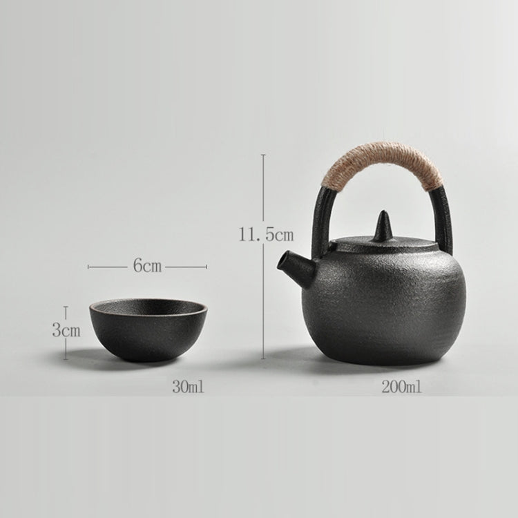 Portable Travel Ceramics Loop Handle Pot Teapot Teacup Set(White) by bashfashion