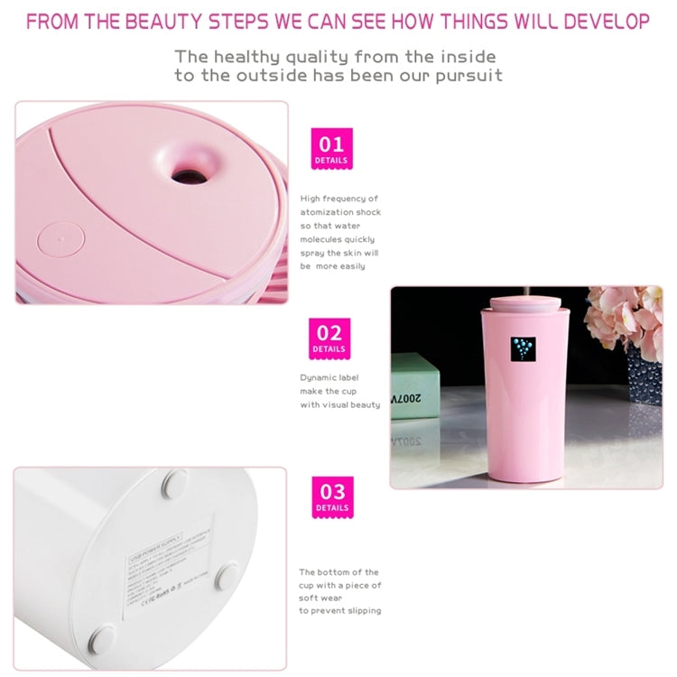 Small-3 2W Humidifier Moisture Meter Moisturizing Instrument with LED Night Light, Water Tank Capacity: 260ml(Pink) by bashfashion