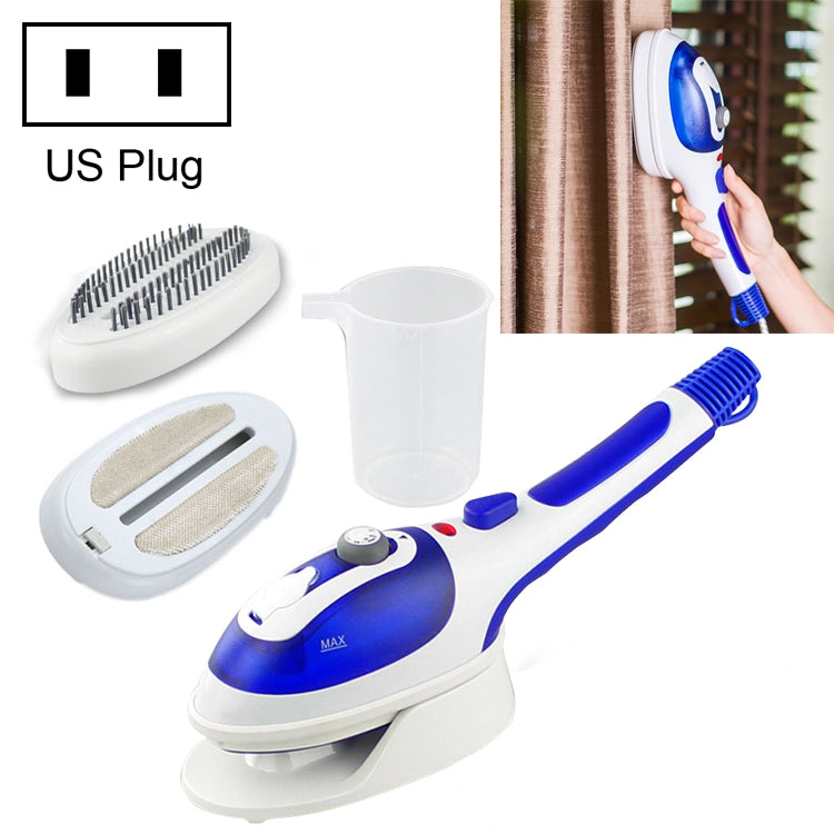 Multifunction Household Handheld Steamer Travel Portable Hand - Held Steam Hanging Hot Machine Ceramic Bottom with Flannelette Brush & Hair Brush & Measuring Cup,US Plug(Blue) by bashfashion