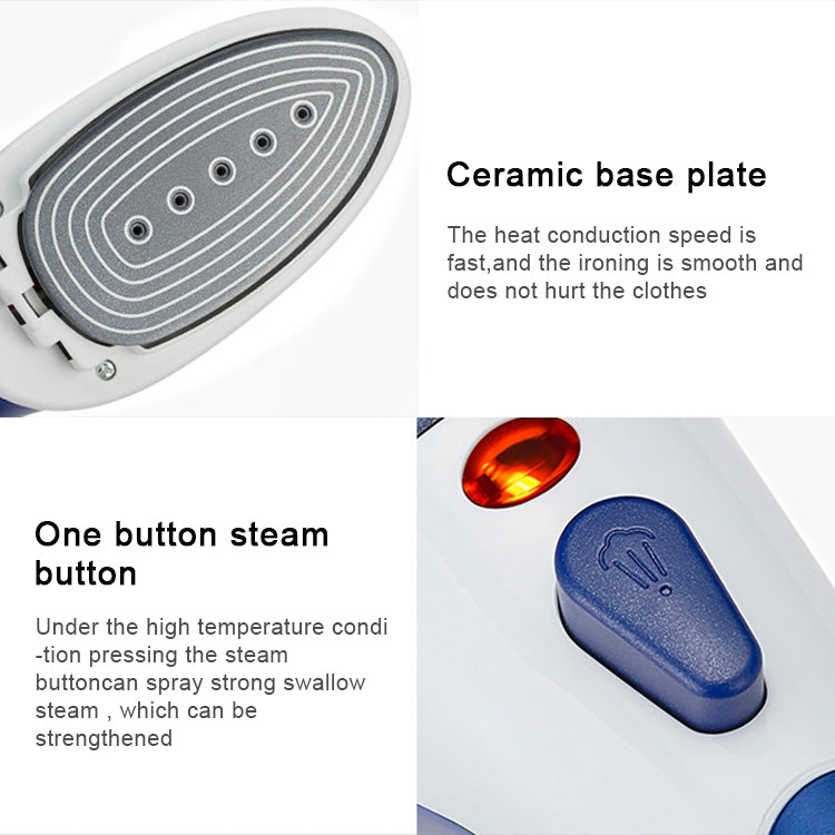Multifunction Household Handheld Steamer Travel Portable Hand - Held Steam Hanging Hot Machine Ceramic Bottom with Flannelette Brush & Hair Brush & Measuring Cup,US Plug(Blue) by bashfashion