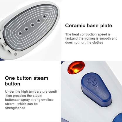 Multifunction Household Handheld Steamer Travel Portable Hand - Held Steam Hanging Hot Machine Ceramic Bottom with Flannelette Brush & Hair Brush & Measuring Cup,US Plug(Blue) by bashfashion