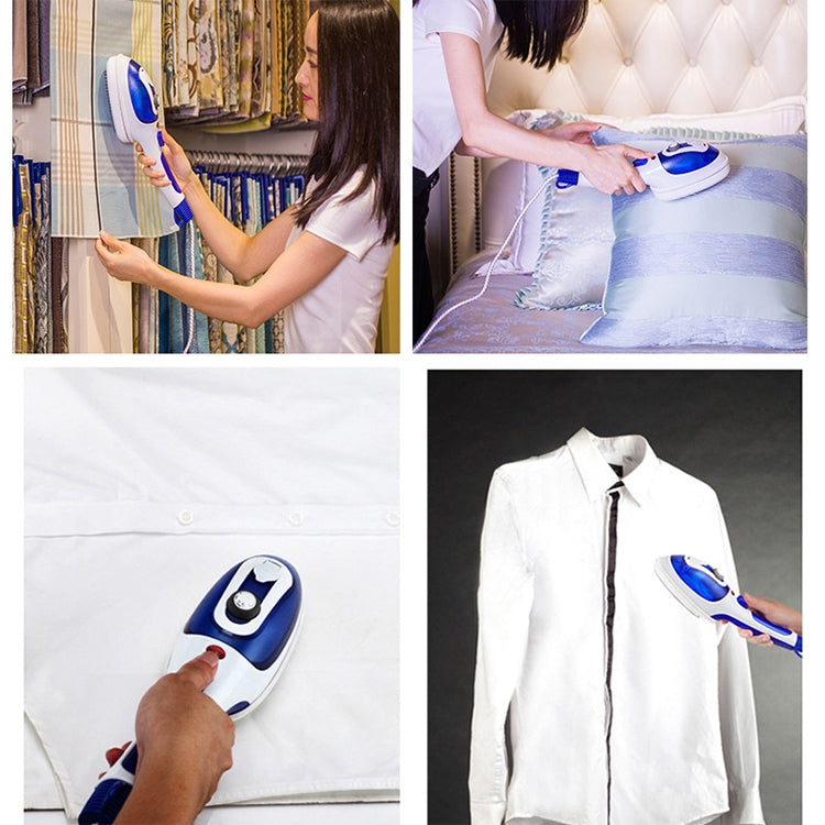 Multifunction Household Handheld Steamer Travel Portable Hand - Held Steam Hanging Hot Machine Ceramic Bottom with Flannelette Brush & Hair Brush & Measuring Cup,US Plug(Blue) by bashfashion