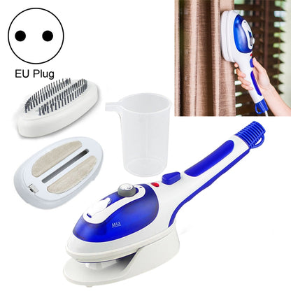 Multifunction Household Handheld Steamer Travel Portable Hand - Held Steam Hanging Hot Machine Ceramic Bottom with Flannelette Brush & Hair Brush & Measuring Cup,EU Plug(Blue) by bashfashion