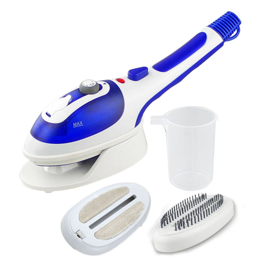 Multifunction Household Handheld Steamer Travel Portable Hand - Held Steam Hanging Hot Machine Ceramic Bottom with Flannelette Brush & Hair Brush & Measuring Cup,EU Plug(Blue) by bashfashion