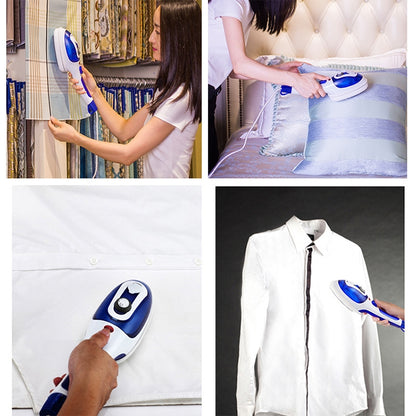 Multifunction Household Handheld Steamer Travel Portable Hand - Held Steam Hanging Hot Machine Ceramic Bottom with Flannelette Brush & Hair Brush & Measuring Cup,EU Plug(Blue) by bashfashion