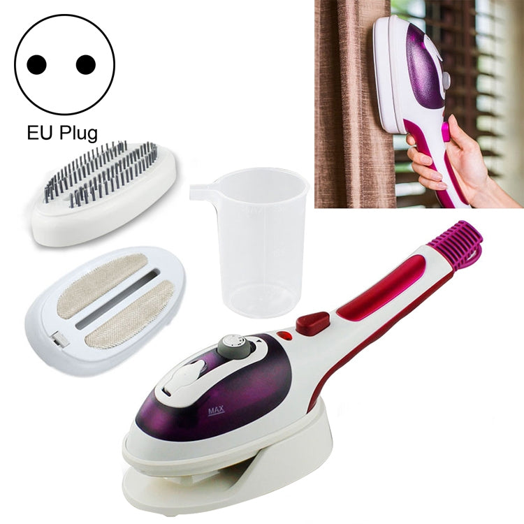 Multifunction Household Handheld Steamer Travel Portable Hand - Held Steam Hanging Hot Machine Ceramic Bottom with Flannelette Brush & Hair Brush & Measuring Cup,EU Plug(Purple) by bashfashion