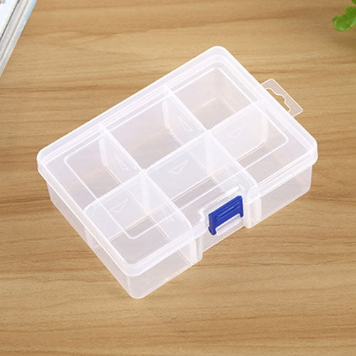 Plastic Jewelry Box Organizer Storage Container with Adjustable Dividers, Size: Large, 6 Slots by bashfashion