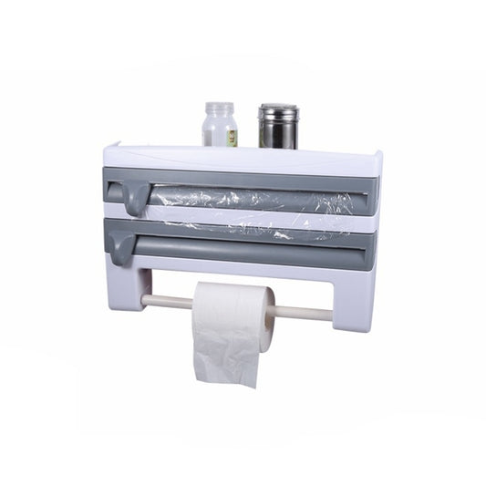 Kitchen Wall Mounted Cling Film Holder Wrap Storage Rack Hanger Rack Cutting Device, Size: 39 x 10 x 24cm(Grey) by bashfashion