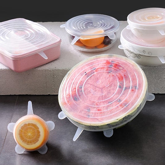 6 PCS / Set Food Grade Silicone Sealing Lids Fresh Keeping Covers by bashfashion