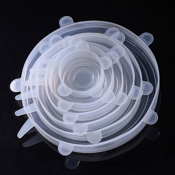 6 PCS / Set Food Grade Silicone Sealing Lids Fresh Keeping Covers by bashfashion