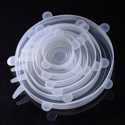 6 PCS / Set Food Grade Silicone Sealing Lids Fresh Keeping Covers by bashfashion