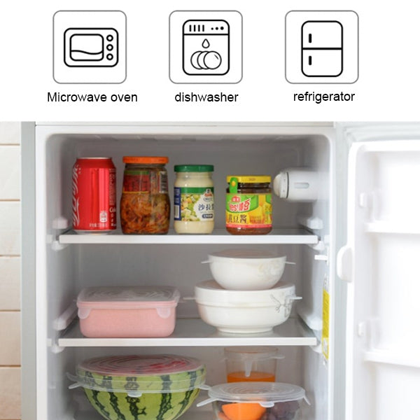 6 PCS / Set Food Grade Silicone Sealing Lids Fresh Keeping Covers by bashfashion