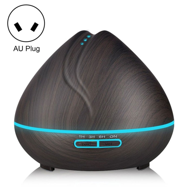 Peach Shape Wood Grain Remote Control Ultrasonic Humidifier Aromatherapy Machine Automatic Alcohol Sprayer with LED Lights, Capacity: 400mL, AU Plug (Dark Wood Color) by bashfashion