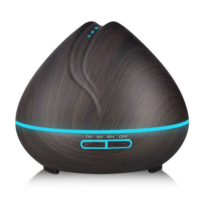 Peach Shape Wood Grain Remote Control Ultrasonic Humidifier Aromatherapy Machine Automatic Alcohol Sprayer with LED Lights, Capacity: 400mL, AU Plug (Dark Wood Color) by bashfashion