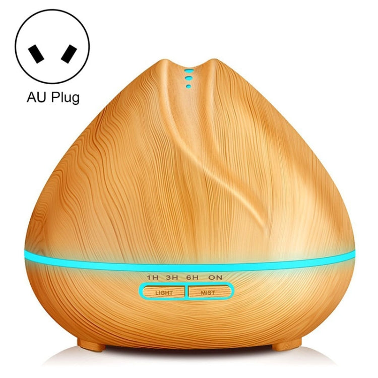 Peach Shape Wood Grain Remote Control Ultrasonic Humidifier Aromatherapy Machine Automatic Alcohol Sprayer with LED Lights, Capacity: 400mL, AU Plug (Light Wood Color) by bashfashion