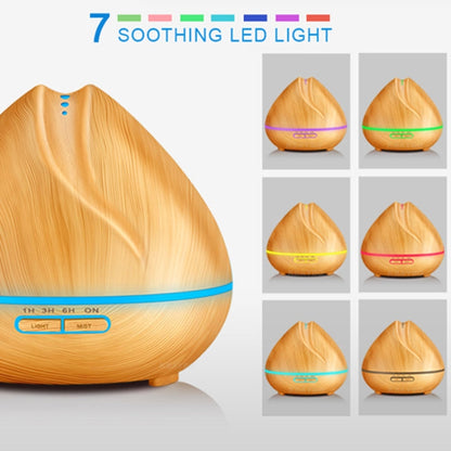 Peach Shape Wood Grain Remote Control Ultrasonic Humidifier Aromatherapy Machine Automatic Alcohol Sprayer with LED Lights, Capacity: 400mL, AU Plug (Light Wood Color) by bashfashion