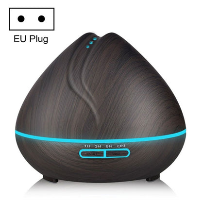 Peach Shape Wood Grain Remote Control Ultrasonic Humidifier Aromatherapy Machine Automatic Alcohol Sprayer with LED Lights, Capacity: 400mL, EU Plug (Dark Wood Color) by bashfashion