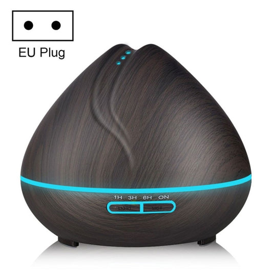 Peach Shape Wood Grain Remote Control Ultrasonic Humidifier Aromatherapy Machine Automatic Alcohol Sprayer with LED Lights, Capacity: 400mL, EU Plug (Dark Wood Color) by bashfashion