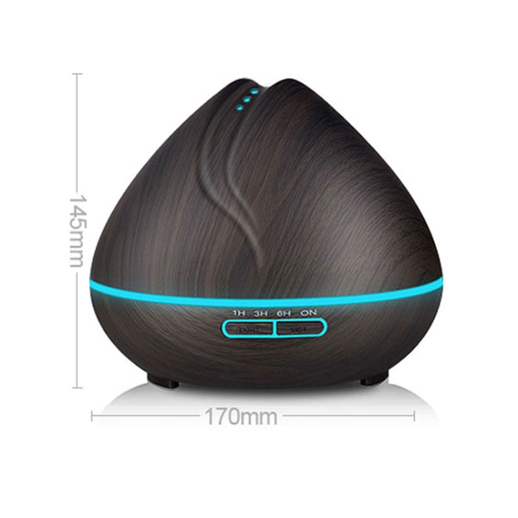 Peach Shape Wood Grain Remote Control Ultrasonic Humidifier Aromatherapy Machine Automatic Alcohol Sprayer with LED Lights, Capacity: 400mL, EU Plug (Dark Wood Color) by bashfashion