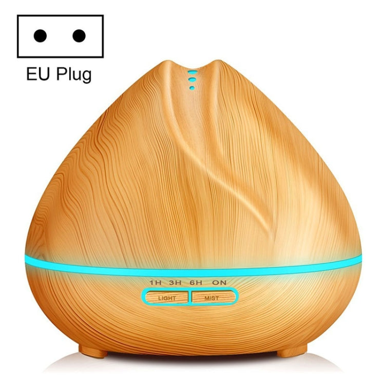 Peach Shape Wood Grain Remote Control Ultrasonic Humidifier Aromatherapy Machine Automatic Alcohol Sprayer with LED Lights, Capacity: 400mL, EU Plug (Light Wood Color) by bashfashion