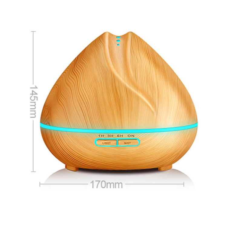 Peach Shape Wood Grain Remote Control Ultrasonic Humidifier Aromatherapy Machine Automatic Alcohol Sprayer with LED Lights, Capacity: 400mL, EU Plug (Light Wood Color) by bashfashion