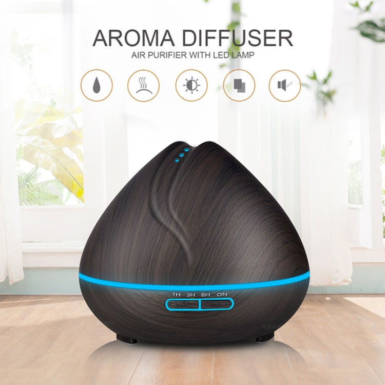 Peach Shape Wood Grain Remote Control Ultrasonic Humidifier Aromatherapy Machine Automatic Alcohol Sprayer with LED Lights, Capacity: 400mL, US Plug (Dark Wood Color) by bashfashion