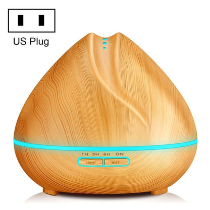 Peach Shape Wood Grain Remote Control Ultrasonic Humidifier Aromatherapy Machine Automatic Alcohol Sprayer with LED Lights, Capacity: 400mL, US Plug (Light Wood Color) by bashfashion