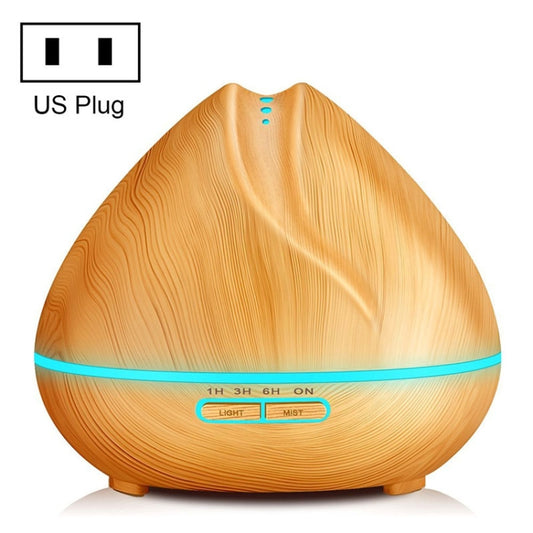 Peach Shape Wood Grain Remote Control Ultrasonic Humidifier Aromatherapy Machine Automatic Alcohol Sprayer with LED Lights, Capacity: 400mL, US Plug (Light Wood Color) by bashfashion
