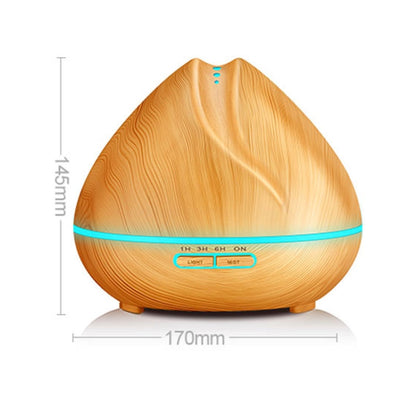 Peach Shape Wood Grain Remote Control Ultrasonic Humidifier Aromatherapy Machine Automatic Alcohol Sprayer with LED Lights, Capacity: 400mL, US Plug (Light Wood Color) by bashfashion