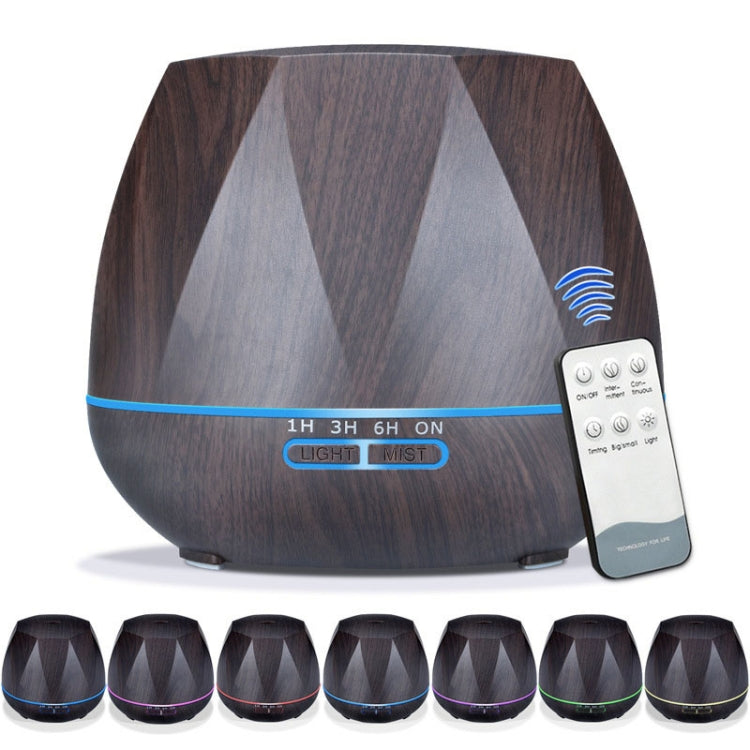 Diamond Wood Grain Remote Control Ultrasonic Humidifier Aromatherapy Machine Automatic Alcohol Sprayer with LED Lights, Capacity: 400mL, UK Plug (Dark Wood Color) by bashfashion