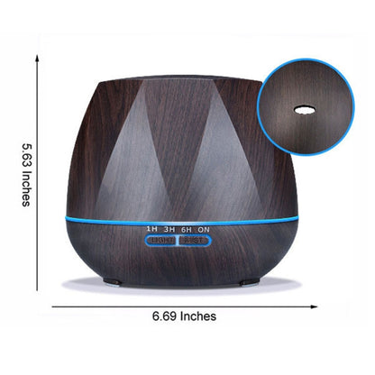 Diamond Wood Grain Remote Control Ultrasonic Humidifier Aromatherapy Machine Automatic Alcohol Sprayer with LED Lights, Capacity: 400mL, UK Plug (Dark Wood Color) by bashfashion