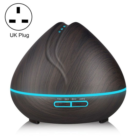 Peach Shape Wood Grain Remote Control Ultrasonic Humidifier Aromatherapy Machine Automatic Alcohol Sprayer with LED Lights, Capacity: 400mL, UK Plug (Dark Wood Color) by bashfashion