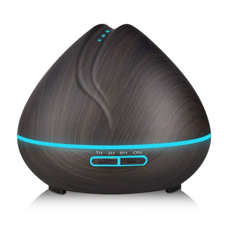 Peach Shape Wood Grain Remote Control Ultrasonic Humidifier Aromatherapy Machine Automatic Alcohol Sprayer with LED Lights, Capacity: 400mL, UK Plug (Dark Wood Color) by bashfashion