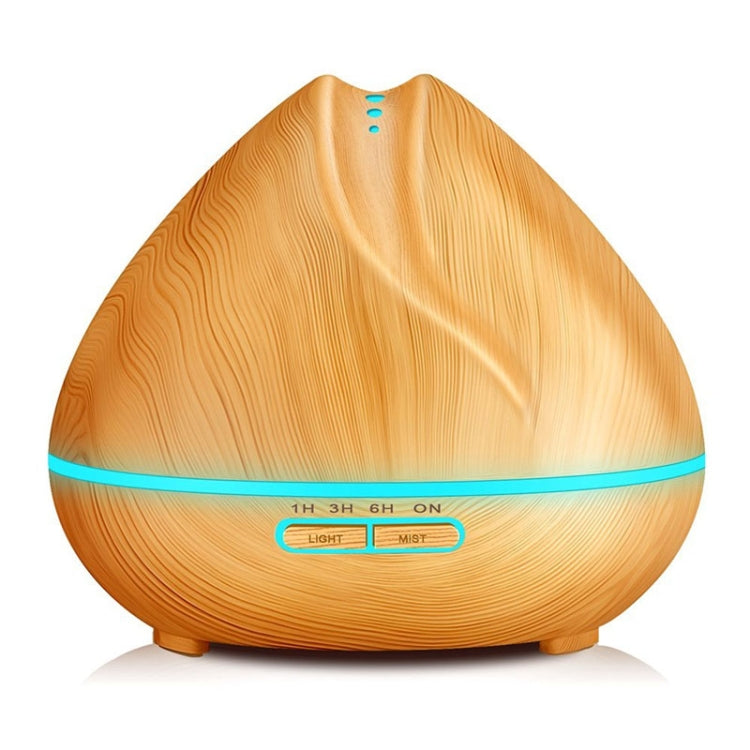 Peach Shape Wood Grain Remote Control Ultrasonic Humidifier Aromatherapy Machine Automatic Alcohol Sprayer with LED Lights, Capacity: 400mL, UK Plug (Light Wood Color) by bashfashion