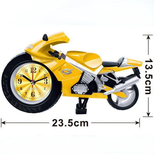 Creative Artistic Motorcycle Alarm Clock Desk Clock Model for Household Shelf Decorations (Yellow) by bashfashion