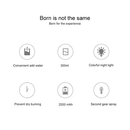 WT-H16 USB Charging Water Pattern Atomizing Humidifier with Colorful Night Lights, Water Tank Capacity: 300mL (White) by bashfashion