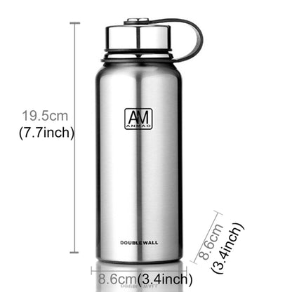 610ml Outdoor Vacuum Stainless Steel Heat Insulation Cup Portable Large Capacity Sports Bottle(Silver) by bashfashion