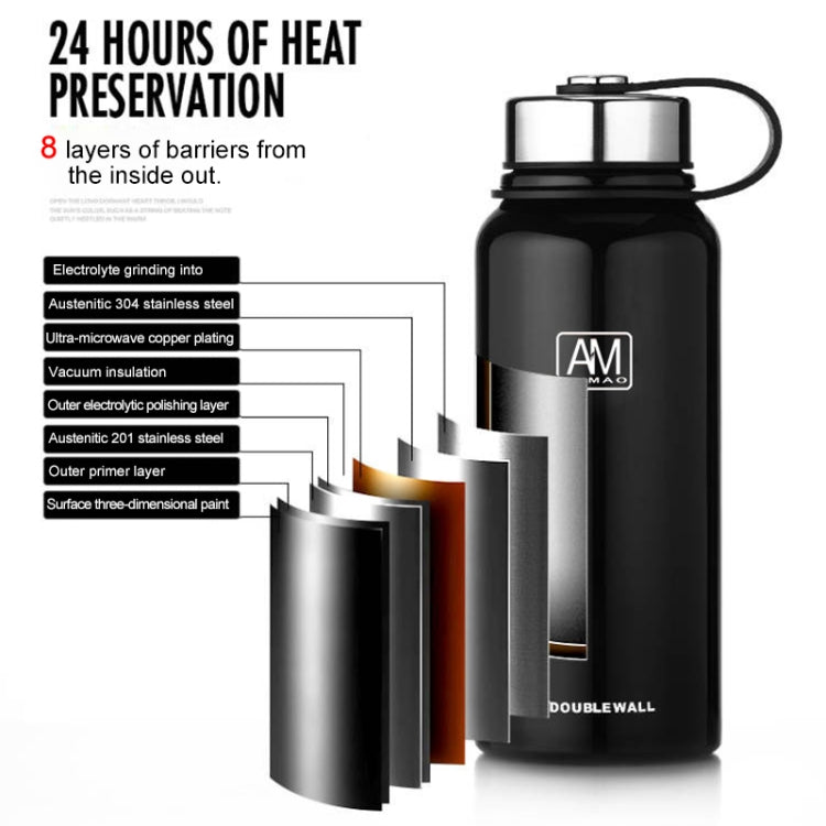 610ml Outdoor Vacuum Stainless Steel Heat Insulation Cup Portable Large Capacity Sports Bottle(Silver) by bashfashion