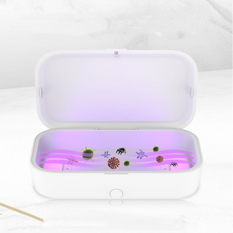 RQW-168 10W Wireless Charging Sterilization Box Smartphone Sterilizer UV Light Disinfection Cleaning Box(White) by bashfashion