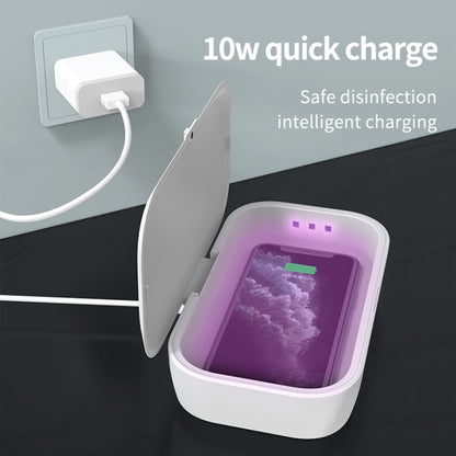 RQW-168 10W Wireless Charging Sterilization Box Smartphone Sterilizer UV Light Disinfection Cleaning Box(White) by bashfashion
