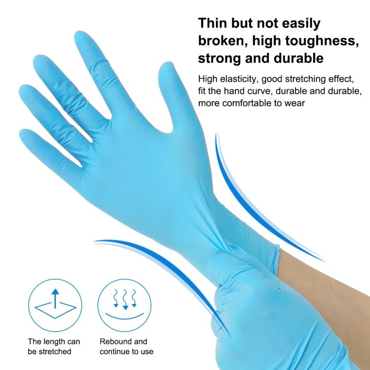 100pcs Blue Disposable Butyronitrile Gloves Housework Supplies, Size: L, Suitable for Palm Width: 9cm-10cm, New / Old Packing Box Random Delivery by bashfashion
