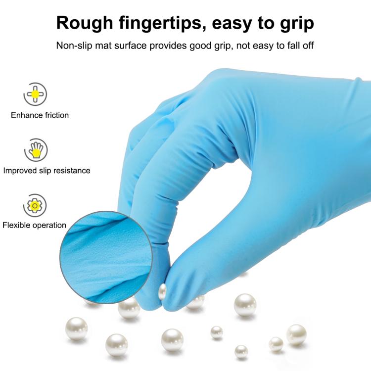 100pcs Blue Disposable Butyronitrile Gloves Housework Supplies, Size: L, Suitable for Palm Width: 9cm-10cm, New / Old Packing Box Random Delivery by bashfashion