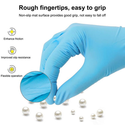100pcs Blue Disposable Butyronitrile Gloves Housework Supplies, Size: L, Suitable for Palm Width: 9cm-10cm, New / Old Packing Box Random Delivery by bashfashion