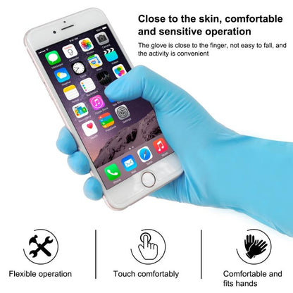 100pcs Blue Disposable Butyronitrile Gloves Housework Supplies, Size: L, Suitable for Palm Width: 9cm-10cm, New / Old Packing Box Random Delivery by bashfashion