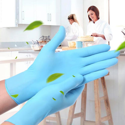 100pcs Blue Disposable Butyronitrile Gloves Housework Supplies, Size: L, Suitable for Palm Width: 9cm-10cm, New / Old Packing Box Random Delivery by bashfashion