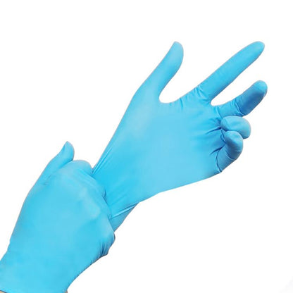 100pcs Blue Disposable Butyronitrile Gloves Housework Supplies, Size: L, Suitable for Palm Width: 9cm-10cm, New / Old Packing Box Random Delivery by bashfashion